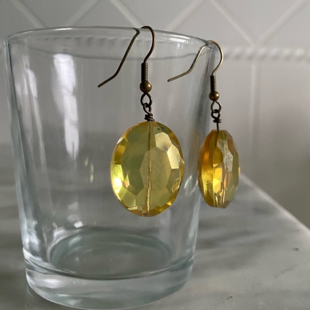 Yellow Crystal Earrings - Picture 7 of 8